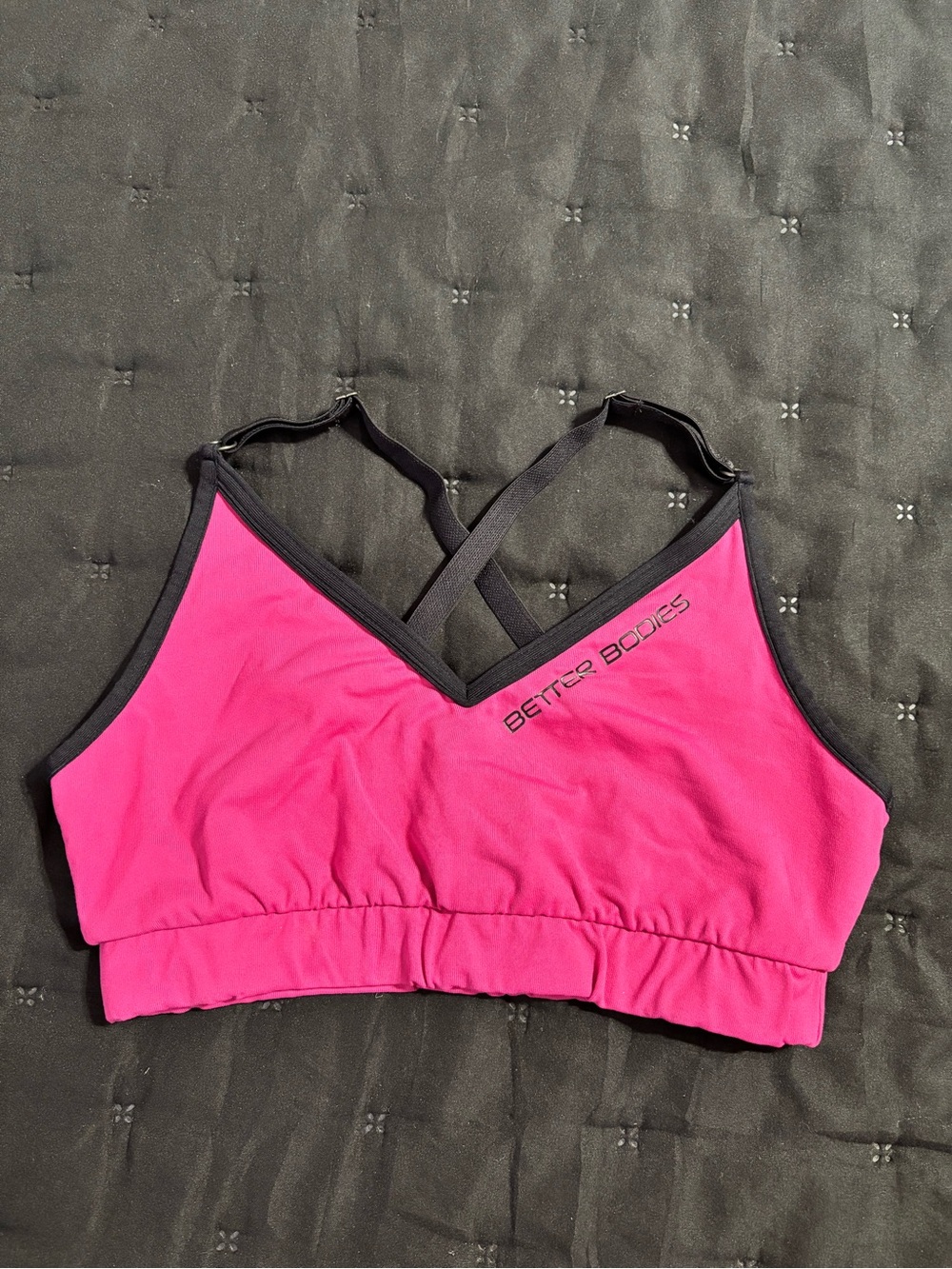 BETTER BODIES Hot Pink Sports Bra with Black Trim